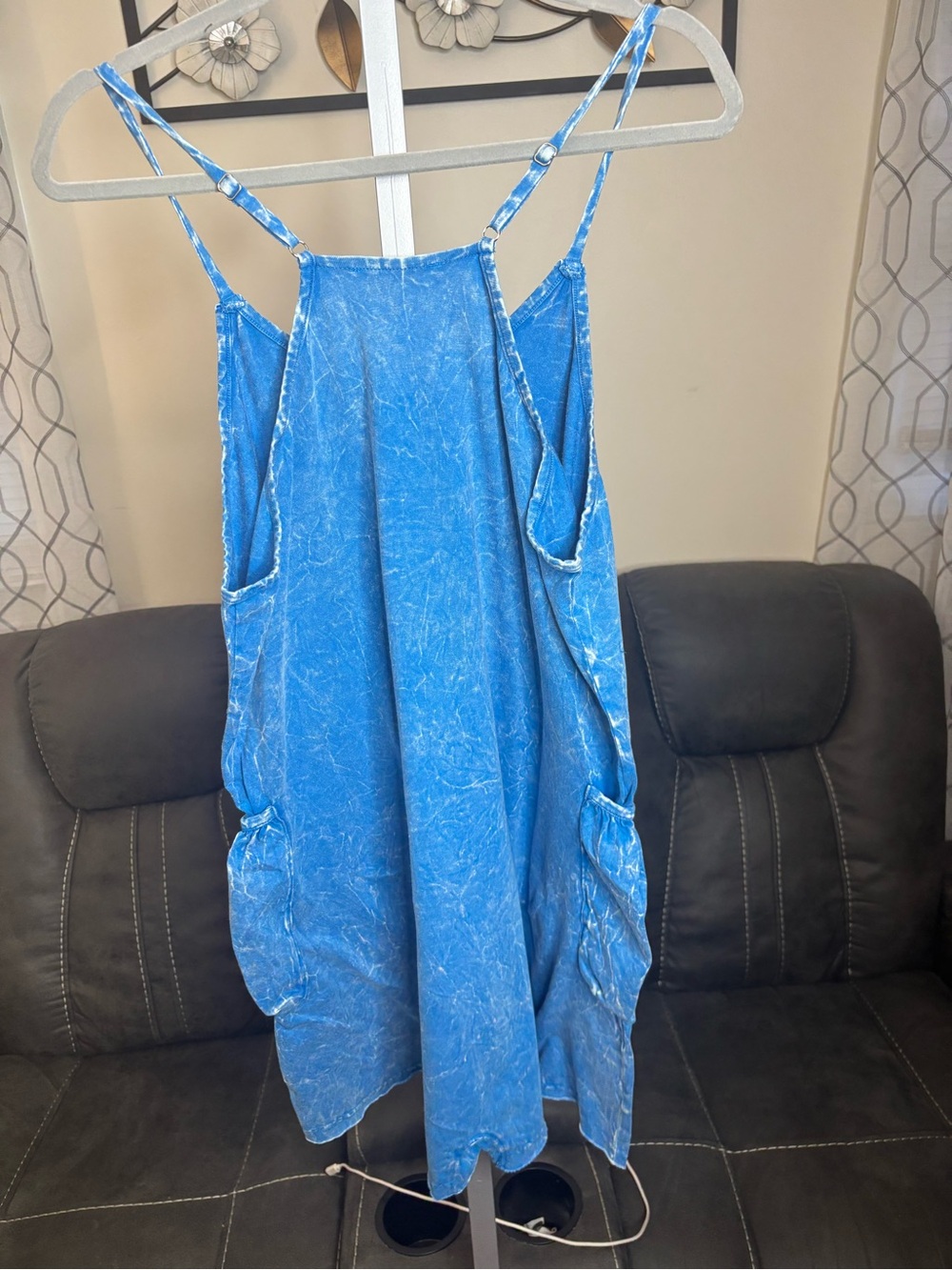 Zenana Outfitters Blue Acid-Wash Romper